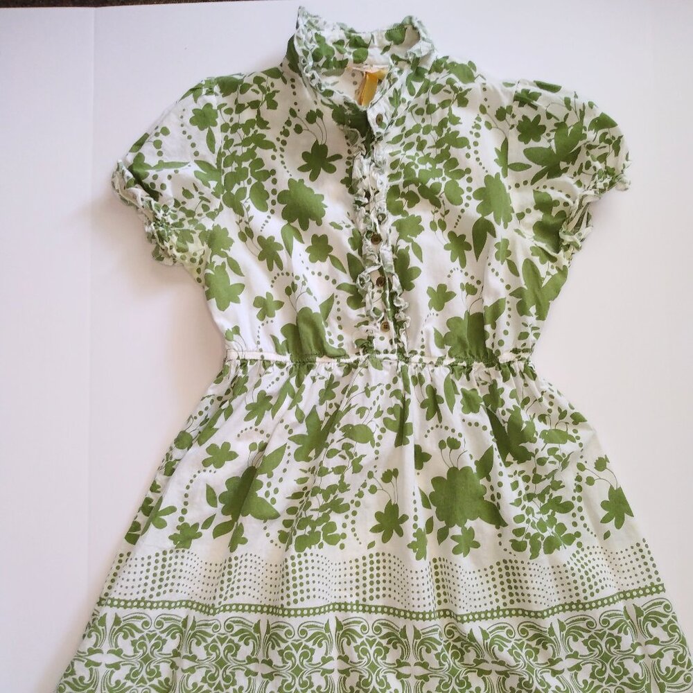 Andrew & Co Green and White Floral Print Women's Dress